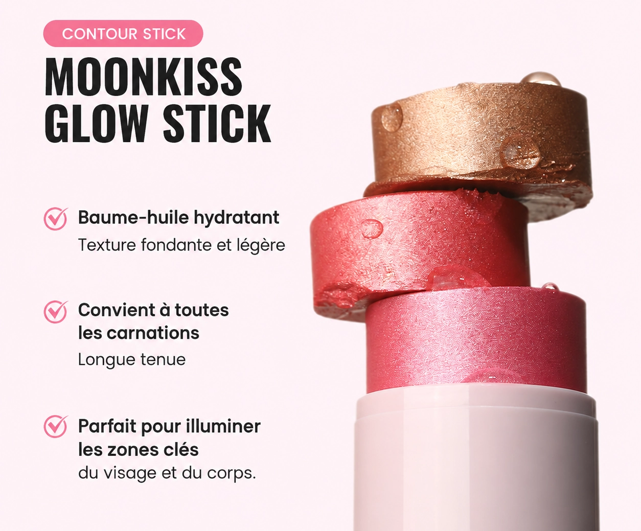 Highlighter Glow Stick MoonKiss texture baume fondante et lumineuse